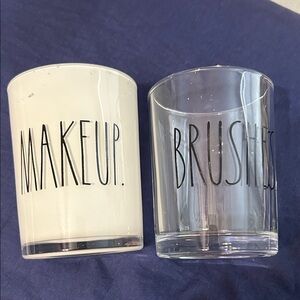 Rae Dunn Make up and Brushes Jars